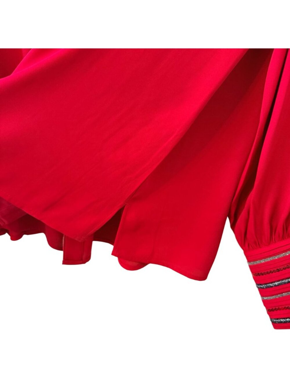Chicos Red Allure Embellished Cuff Solid LS Fashion Top Size 18 Polyester Womens - Picture 11 of 12